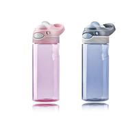 DEARART pack de 2 Rose & Gris bouteilles d'eau Sport 500ml avec poignée, facile à transporter, buse Flip sans bisphénol A, étanchéité automatique 100% étanche, idéal pour les voyages/bureau.