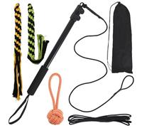 DEARBAG Flirt Pole, Canne à Pêche, Baguette Teaser Extensible, Perche Télescopique Avec Jouet en Corde Pour Chien, Jouets Interactifs Pour Grands, Moyens et Petits Chiens