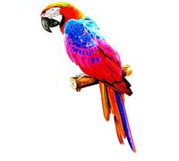 DEARBIRDER Décoration Murale Perroquet en Métal Sculpture Murale Perroquet Coloré pour Décor Extérieure Chambre à Coucher Salon Bureau Couloir Jardin Patio Clôture, Suspension Art Mural Oiseau
