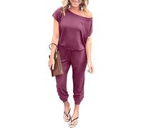 DEARCASE Élégant Combinaison Femme épaules décontractée Avec Taille élastique et Poches