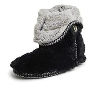 Dearfoams Chaussons Beth Furry pour femme, noir, Large