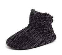 Dearfoams Chaussons en chenille pour femme, Noir, Medium