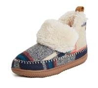 Dearfoams Femme Alpine by Women's Moritz Indoor/Outdoor Bootie Chausson, Plaid Bleu Marine, Large