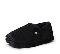 Dearfoams Femme Ellie Fluffy Snuggle Chausson, Noir, Large