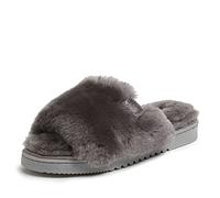 Dearfoams Femme Fireside Cairns Shearling Easy on/Off Slide Sandal Chausson, Gris, 40 EU