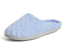 Dearfoams Femme Leslie Sabots matelassés en Tissu éponge avec Chaussons Larges, Bleu Clair, Large