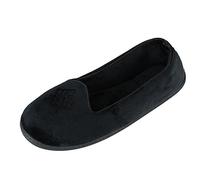 Dearfoams Femme Rebecca Lightweight Cozy Memory Foam Closed Back Slipper with Wide Widths Chausson, Black Velour, 38/39 EU Large