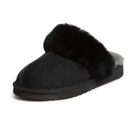 Dearfoams Fireside by Femme Fireside Sydney Shearling Fur Indoor/Outdoor Scuff Slipper with Wide Widths Chausson, Noir, 41.5 EU