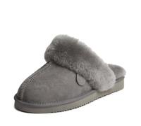 Dearfoams Fireside Sydney Pantoufles d'intérieur et d'extérieur en fourrure de mouton pour femme, Gris, 8