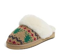 Dearfoams Fireside Sydney Pantoufles en fourrure de mouton pour intérieur/extérieur avec larges largeurs, sable, 38 EU
