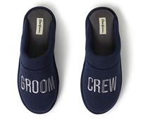 Dearfoams Homme Marié/témoin d'honneur comme Cadeau pour Les Mariages Chausson, Groom Crew Navy, X-Large
