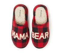 Dearfoams Mama Bear Pantoufles pour femme, Motif carreaux, 9-10