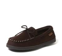 Dearfoams Microsuede Moccassin with Tie, Mocassin Homme, marron, X-Large
