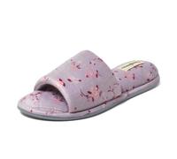 Dearfoams Pantoufles d'été en mousse à mémoire de forme pour femme - Fleurs violettes - Velours floral violet - 7-8, Velours floral violet, 38/39 EU