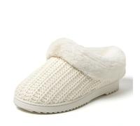 Dearfoams Pantoufles Hannah en tricot chenille pour femme, crème, 39/40 EU