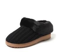 Dearfoams Pantoufles Hannah en tricot chenille pour femme, Noir foncé, 37/38 EU
