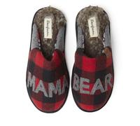 Dearfoams Pantoufles Mama Bear pour Femme Chausson, Plaid en Fourrure, Small