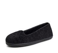 Dearfoams Pantoufles Rebecca en chenille pour femme avec dos fermé et larges largeurs, Noir, Medium