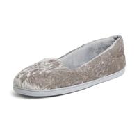 Dearfoams Pantoufles Rebecca en velours microfibre pour femme, Gris clair chiné/Bahia S14, Large