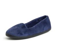 Dearfoams Pantoufles Rebecca en velours microfibre pour femme, Pervenche, Large