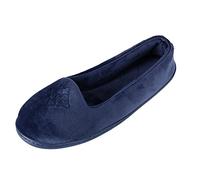Dearfoams Rebecca Chaussons en microfibre velours à dos fermé pour femme, bleu (Caban), 38/39 EU