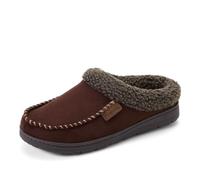 Dearfoams Sabots à orteils en microdaim pour homme avec manchette berbère, Whipstitch marron café, 40/41 EU