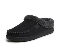 Dearfoams Sabots Brendan en microfibre et daim pour homme, Noir perforé, X-Large Large