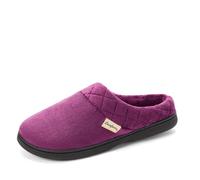 Dearfoams Sabots d'intérieur et d'extérieur en mousse à mémoire de forme Darcy en microfibre velours, pantoufles larges, aubergine, X-Large Large