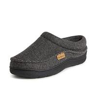 Dearfoams Thompson Chaussons en mousse à mémoire de forme pour homme, Laine gris chiné foncé, 40/41 EU