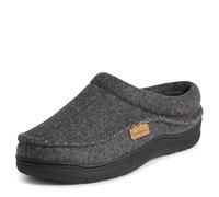 Dearfoams Men's Thompson Memory Foam Clog Slipper, Dark Heather Grey Wool, 10/11 UK