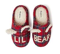 Dearfoams Unisex Slipper, Lil Bear Tartan Plaid, 13 US Big Kid
