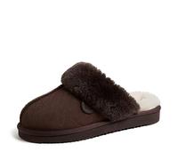 Dearfoams Women's Fireside Sydney Shearling Fur Indoor/Outdoor Scuff Slipper with Wide Widths, Coffee, 8