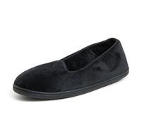 Dearfoams Women's Rebecca Microfiber Velour Closed Back Slipper, Black Velour, 5/6 UK Wide