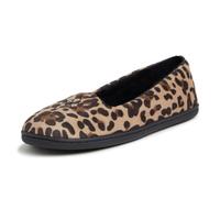 Dearfoams Women's Rebecca Microfiber Velour Closed Back Slipper, Leopard Velour, Large Wide