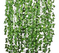 DearHouse Guirlande de Feuilles de Lierre artificielles à Suspendre de 24 m avec 12 brins de Fleurs de Vigne artificielles pour Maison, Cuisine, Jardin, Bureau, Mariage, décoration Murale, Vert