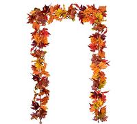 DearHouse Lot de 2 guirlandes d'automne en Feuilles d'érable, 1,5 m/pièce, 7 Couleurs à Suspendre, Guirlande de Feuillage d'automne Artificiel, décoration de Thanksgiving, décoration pour la Maison,