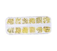 DEARMAMY 1 Boîte Décorations pour Ongles Rivets Diy pour Nail Art Accessoires Éblouissants Doré Style