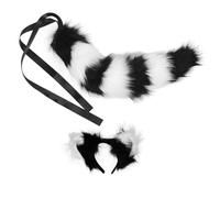 DEARMAMY 1 Ensemble Costume De Queue De Renard Oreilles De Renard Fille Duveteux Costume De Cosplay Renards Enfant Halloween Bandeau Grand Conte Rusé Peluche En Tissu