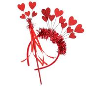 DEARMAMY 1 Ensemble Ensemble bandeau d'amour valentines day present collier coeur autocollants joyaux du visage étiquette arc bandeaux de fête de fée de coeur Plastique rouge