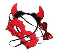 DEARMAMY 1 Jeu fournitures de cosplay d'halloween patch yeux costume halloween oreilles d'halloween groupe cache oeil bandeau en corne noeud bandeau corne du diable chiffon rouge