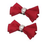 DEARMAMY 1 Paire Clips Décoratifs pour Chaussures Femme Nœud Rouge Tissu Doux Léger Accessoire Mode pour Talons Hauts Escarpins et Sandales Ornement Polyvalent pour Soirée et Usage