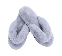 DEARMAMY 1 Paire tongs en peluche pantoufles chaudes pantoufle chaude sandales plates pour femmes sandale moelleuse pour femme lanière pantoufles rembourrées accessoires de chaussures Grey