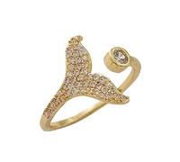 DEARMAMY 1 Pc Anneau En Queue De Poisson Bagues En or Anneaux Bout Du Anneaux Plaqués or Réglables Appuyez Sur Les Autocollants Pour Les Ongles Agités Golden