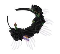 DEARMAMY 1 Pc Bandeau D'halloween Accessoire De Cheveux Pour Femmes Coiffe De Main De Crâne Humain Fantôme Bandeau De Festival Boucles D'oreilles D'halloween Masque Squelette En Tissu Black