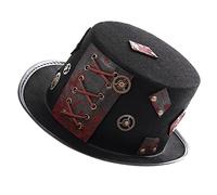 DEARMAMY 1 Pc Chapeau D'halloween Chapeau Haut De Forme Steampunk Chapeaux Steampunk Pour Hommes Chapeau De Course Chapeau De Fête Chapeau Haut De Forme Adulte Coiffure Faux Cuir Black