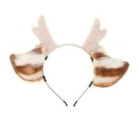 DEARMAMY 1 Pc -tête Oreille Corne De Cerf Casque Costume De Bois De Renne De Faveur De Fête Cosplay Chapeaux Bandeau D'élan Accessoires Pour Cheveux En Tissu Blanche