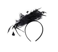 DEARMAMY 1 Pièce coiffe en maille de cheveux élégants vintage diadème pour le mariage de la mariée Bandeau de mariée coiffe de fête bande de cheveux de performance Noir