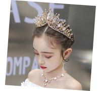 DEARMAMY 1 Pièce Diadème Couronne Couronne Bandeau Baroque Reine Anniversaire Or La Mariage Cheveux Accessoires Mariée Cheveux Accessoires