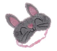 DEARMAMY 1 Pièce Masque de sommeil couverture d'oeil de lapin Patch cache-yeux en peluche oeil au beurre noir enfants masque pour les yeux réutilisable masque pour les yeux en peluche Gris