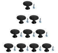 DEARMAMY 10 ensembles Poignée Armoire Noire Moderne Alliage de Bouton Tiroir Unique Tirage Simple pour Meuble et Décoratif